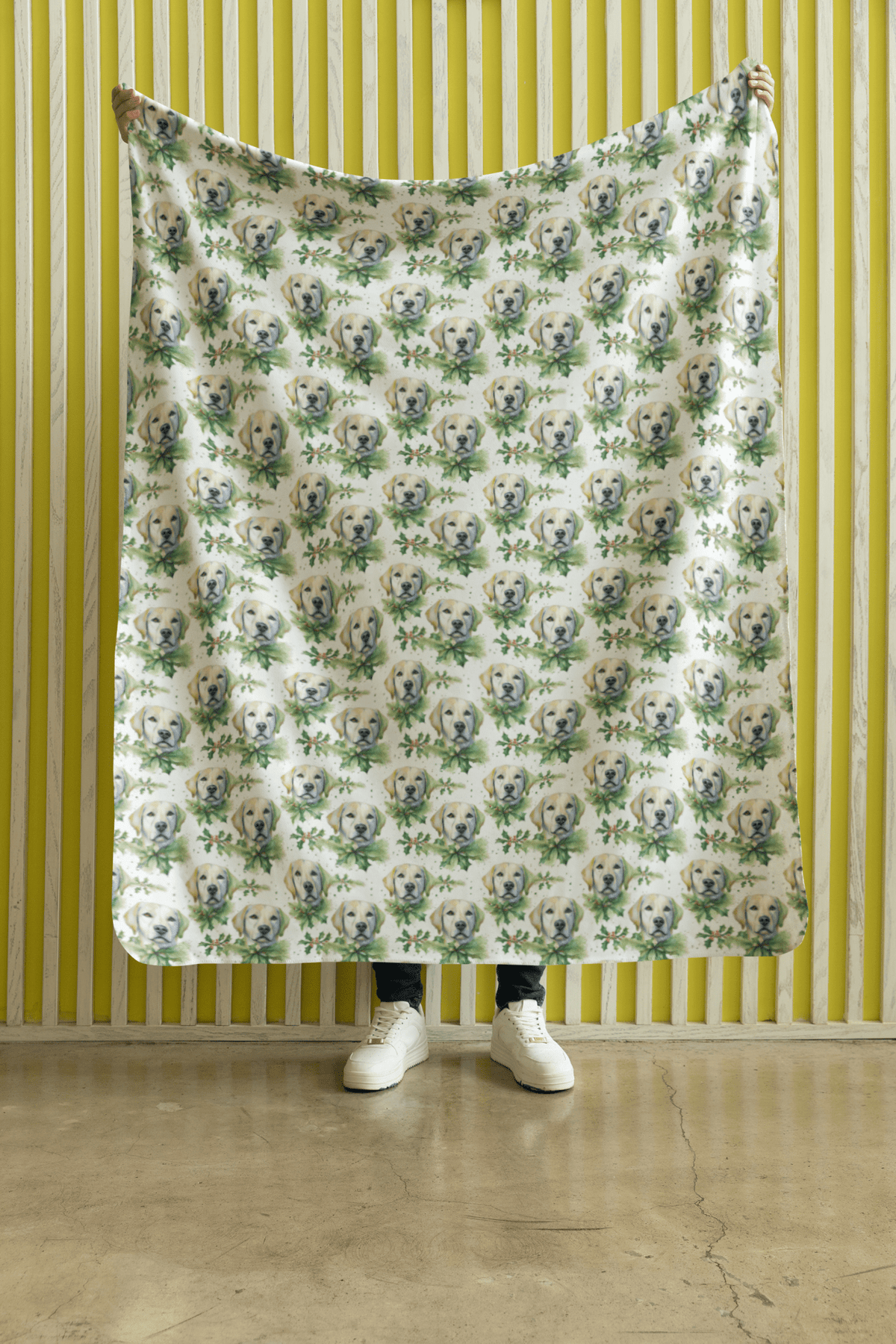 Wrapped in Golden Woofs Sherpa Blanket - London Penny Gift Wrap