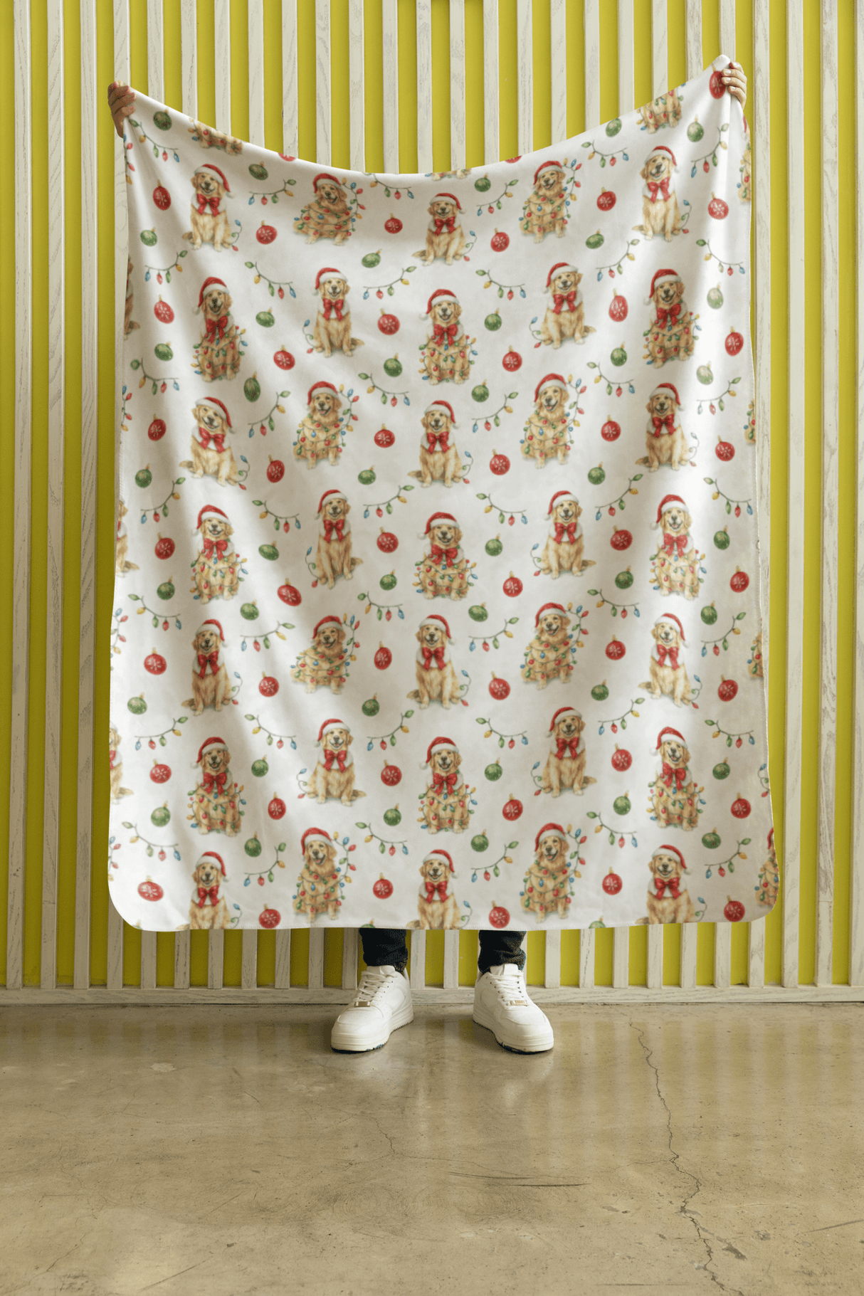 Twinkling Golden Pup Sherpa Blanket - London Penny Gift Wrap