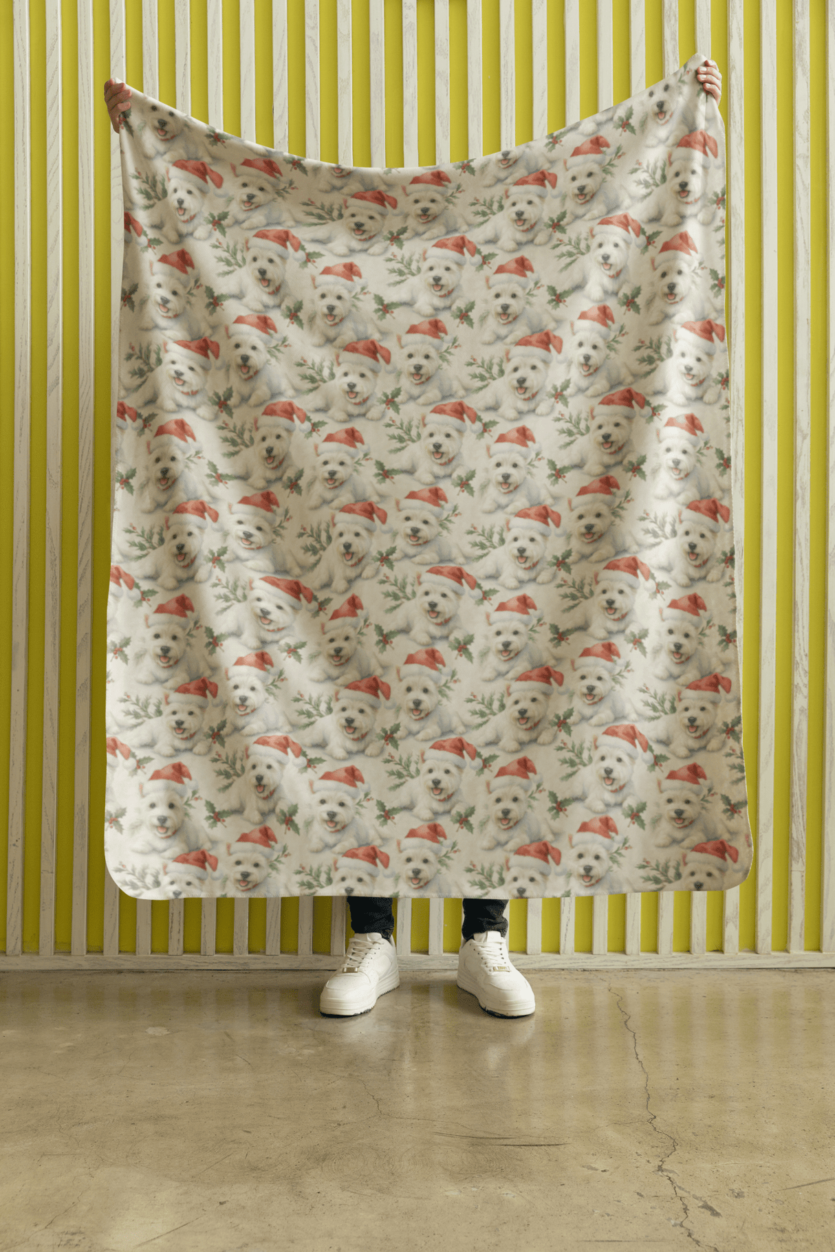 Santa Hat & Holly Hugs Sherpa Blanket - London Penny Gift Wrap