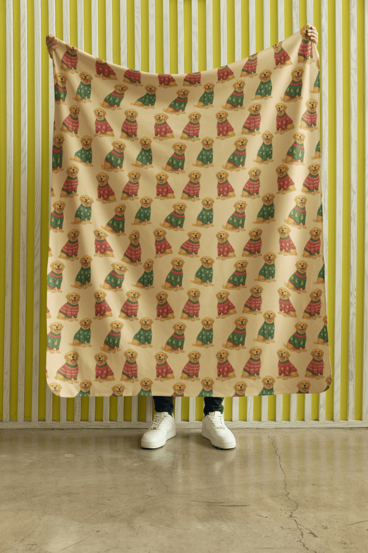 Golden Sweater Party Sherpa Blanket - London Penny Gift Wrap