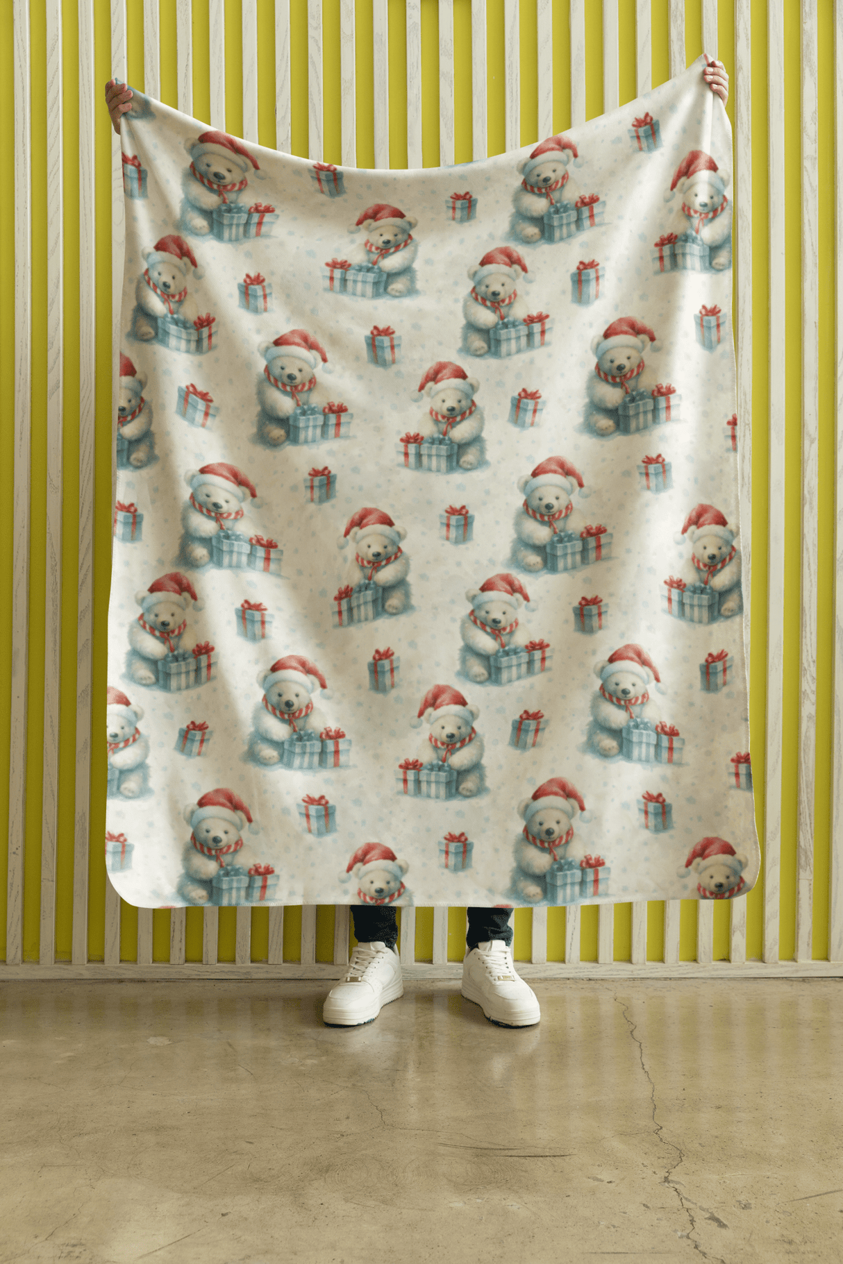 Polar Bear Cheer Sherpa Blanket - London Penny Gift Wrap
