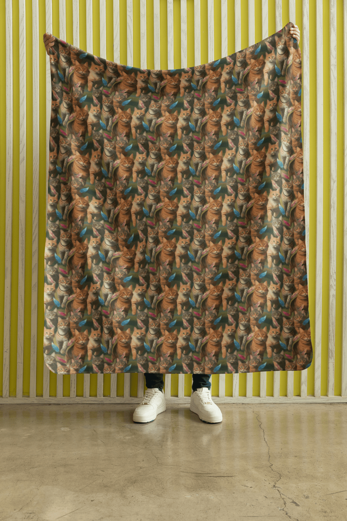 Tabby Cat Chasing Sherpa Blanket - London Penny Gift Wrap