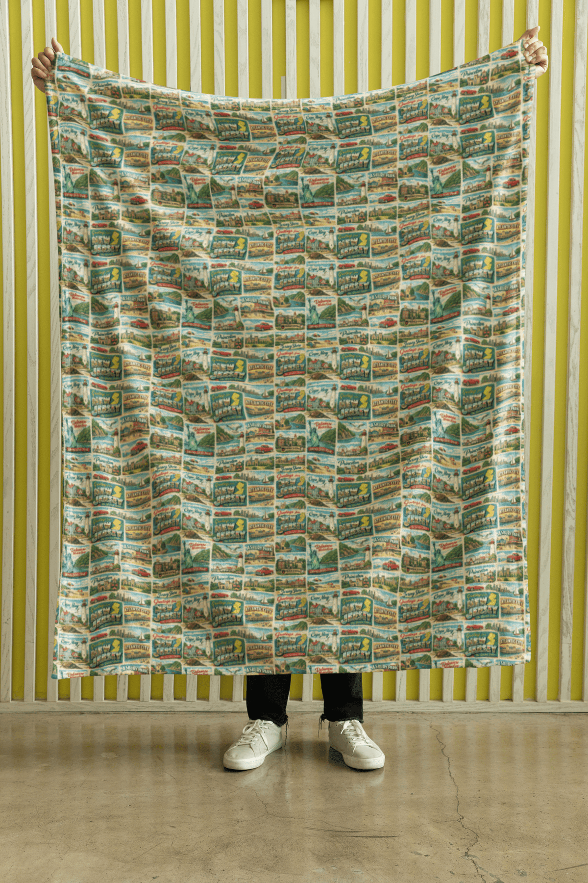 New Jersey Postcard Memories Sherpa Blanket - London Penny Gift Wrap