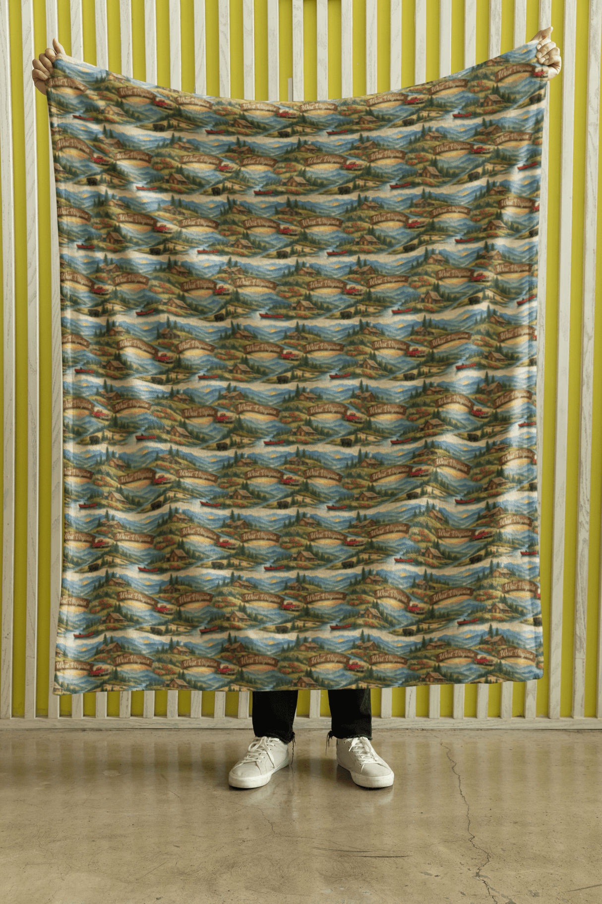 West Virginia Mountain Ridge Sherpa Blanket - London Penny Gift Wrap