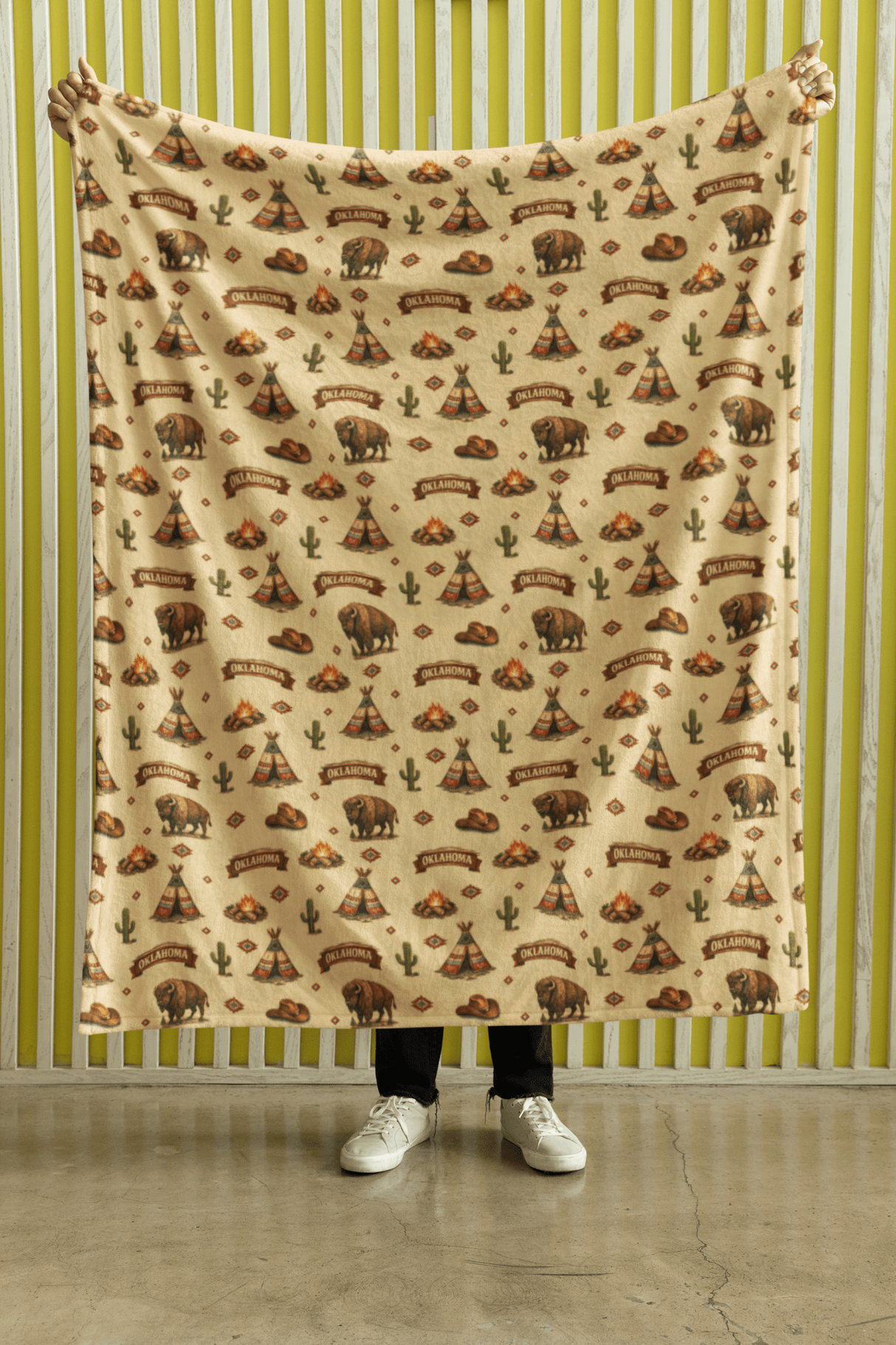 Oklahoma Western Prairie Sherpa Blanket - London Penny Gift Wrap