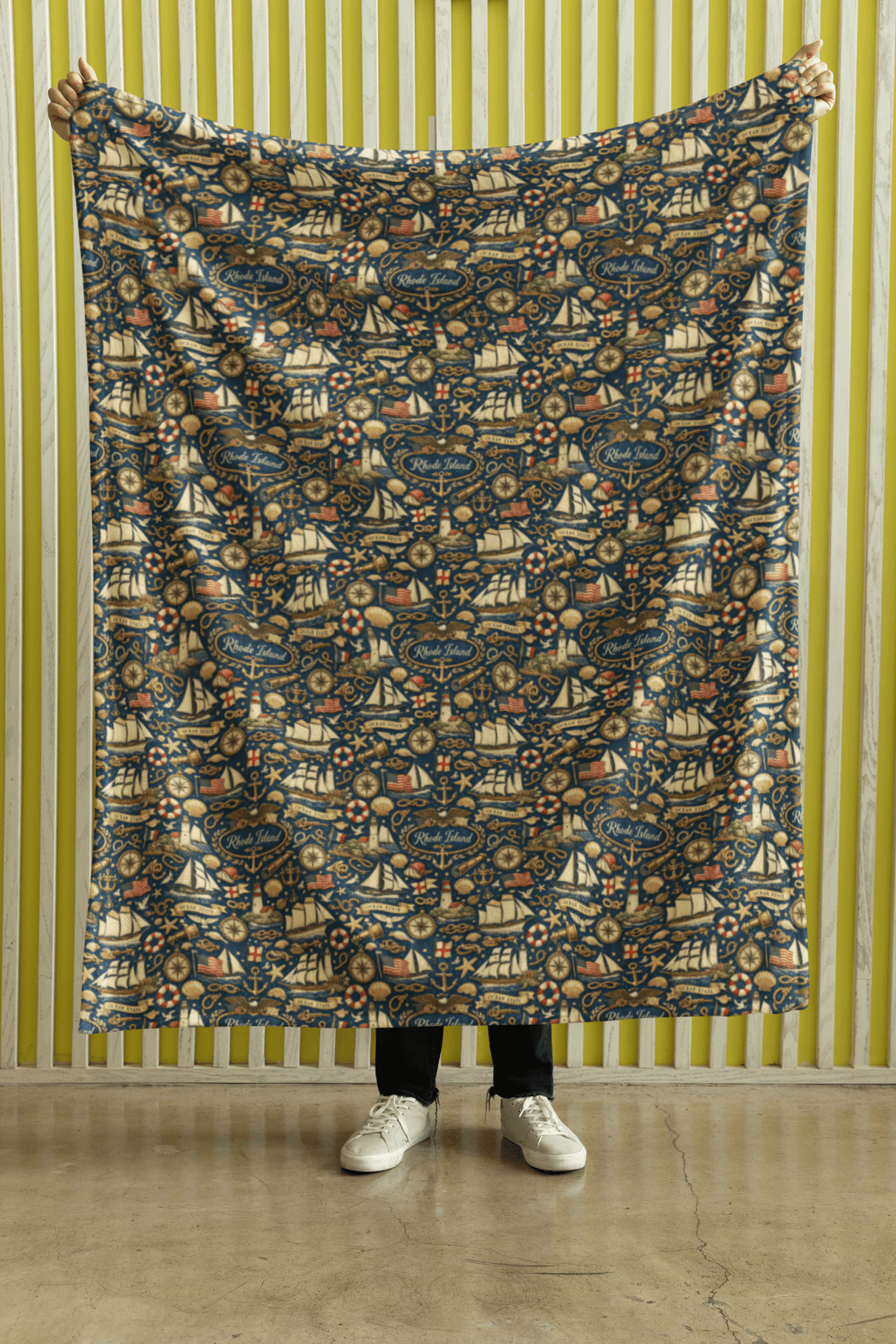 Rhode Island Nautical Charm Sherpa Blanket - London Penny Gift Wrap