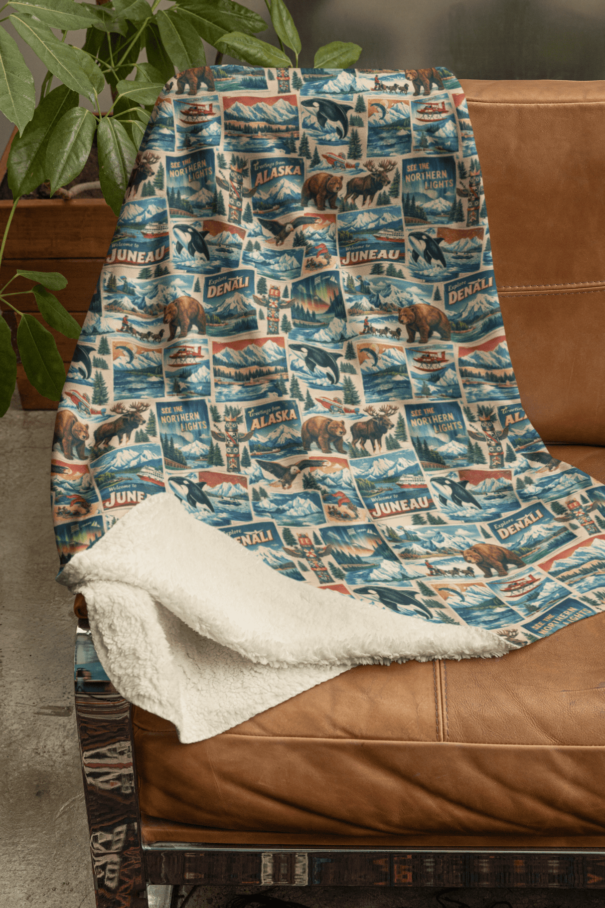 Alaska Postcard Memories Sherpa Blanket - London Penny Gift Wrap
