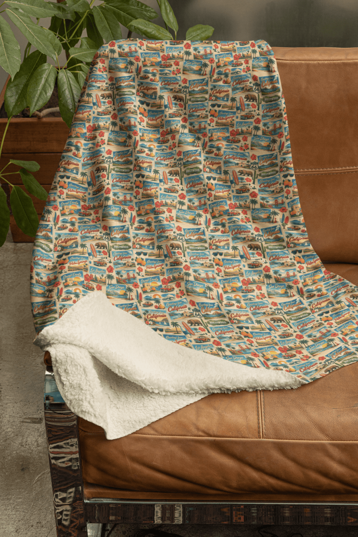 California Postcard Memories Sherpa Blanket - London Penny Gift Wrap