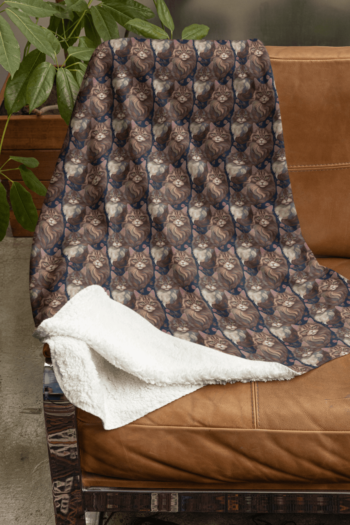 Purrfectly Maine Coon Cat Sherpa Blanket - London Penny Gift Wrap
