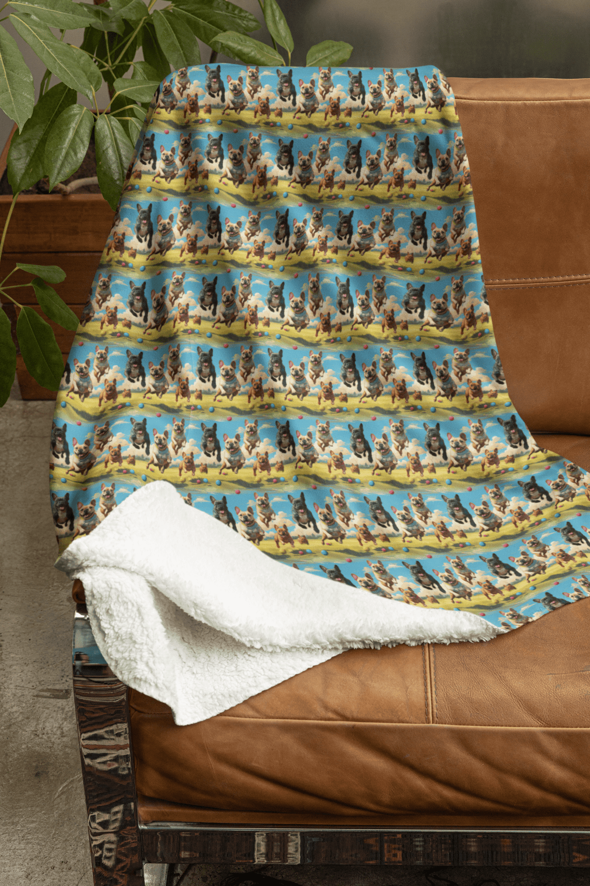 Frenchie Trot Sherpa Blanket - London Penny Gift Wrap