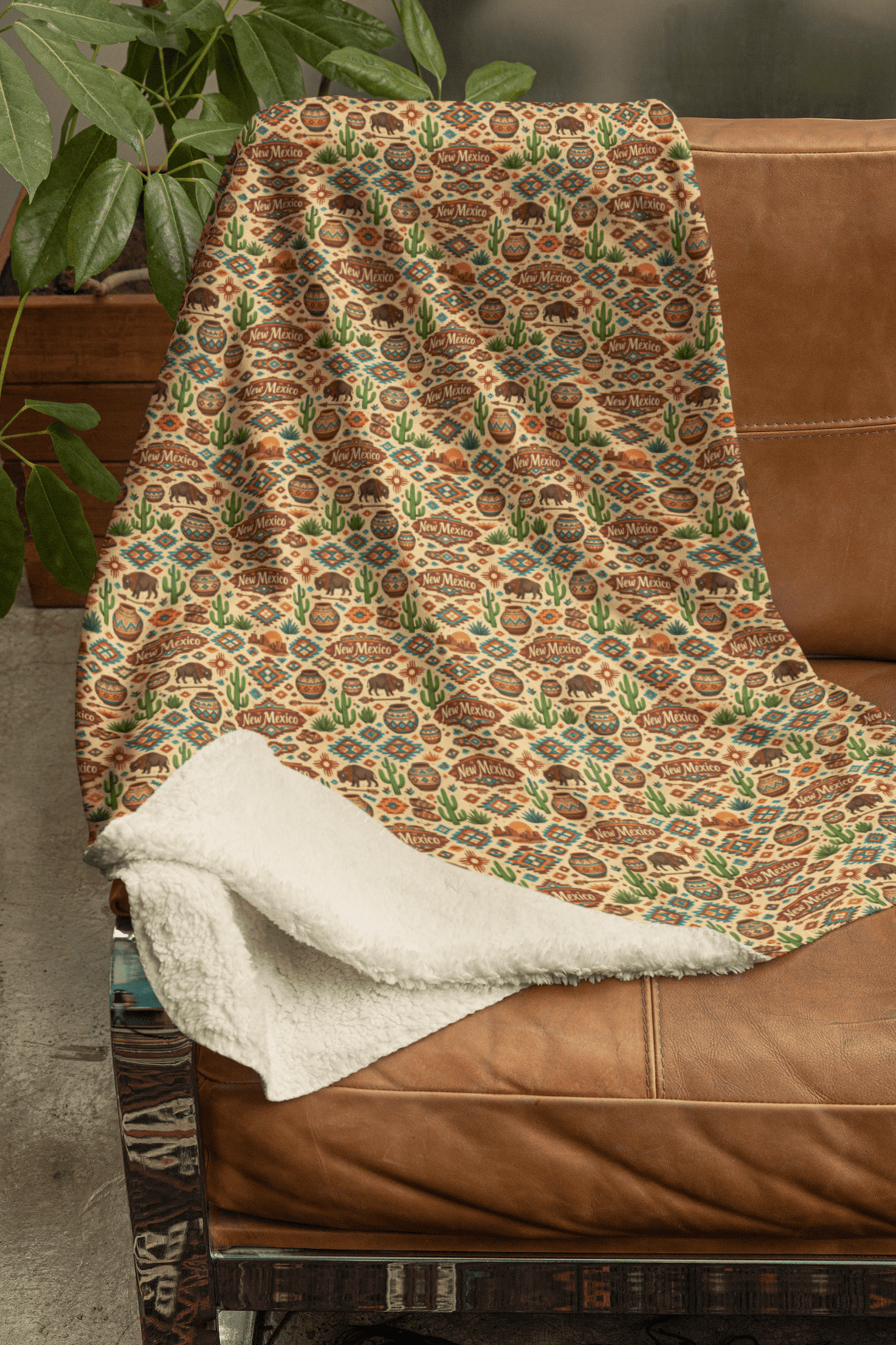 New Mexico Santa Fe Earth Sherpa Blanket - London Penny Gift Wrap