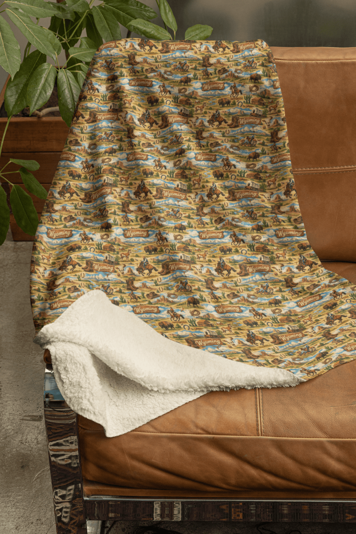 Wyoming Western Range Sherpa Blanket - London Penny Gift Wrap