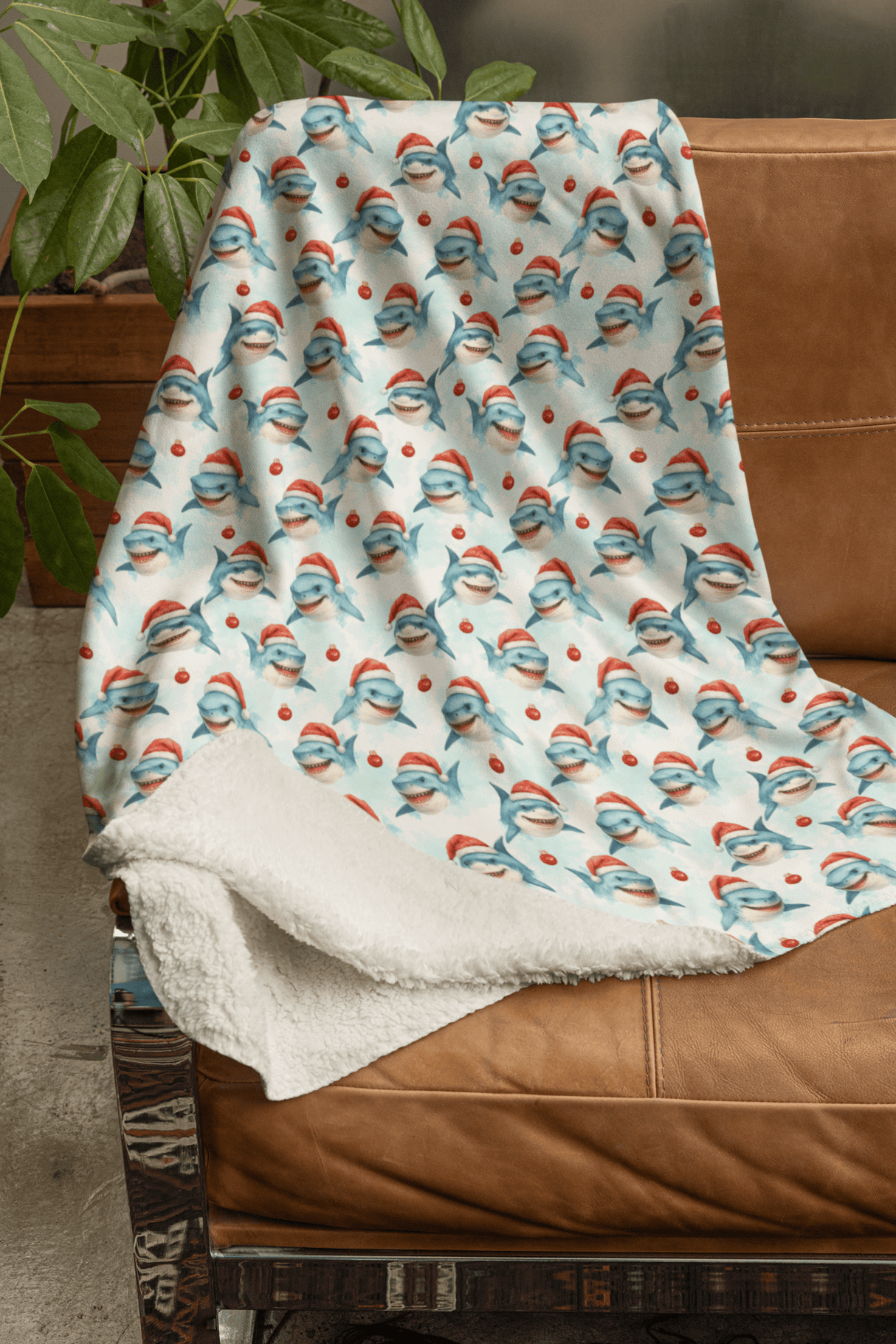 Festive Great Whites Sherpa Blanket - London Penny Gift Wrap