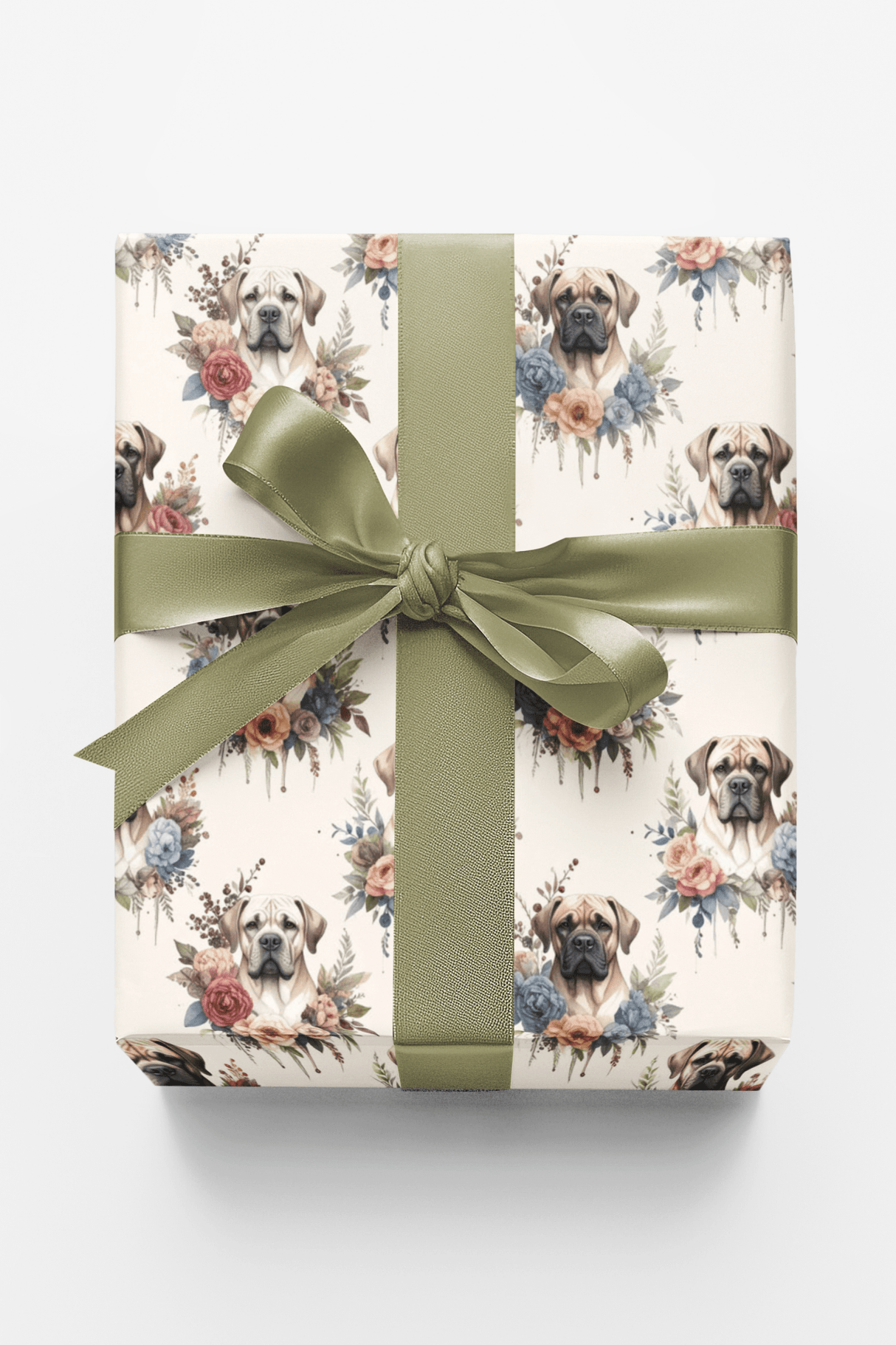 Floral Elegance (English Mastiff) Wrapping Paper - London Penny Gift Wrap