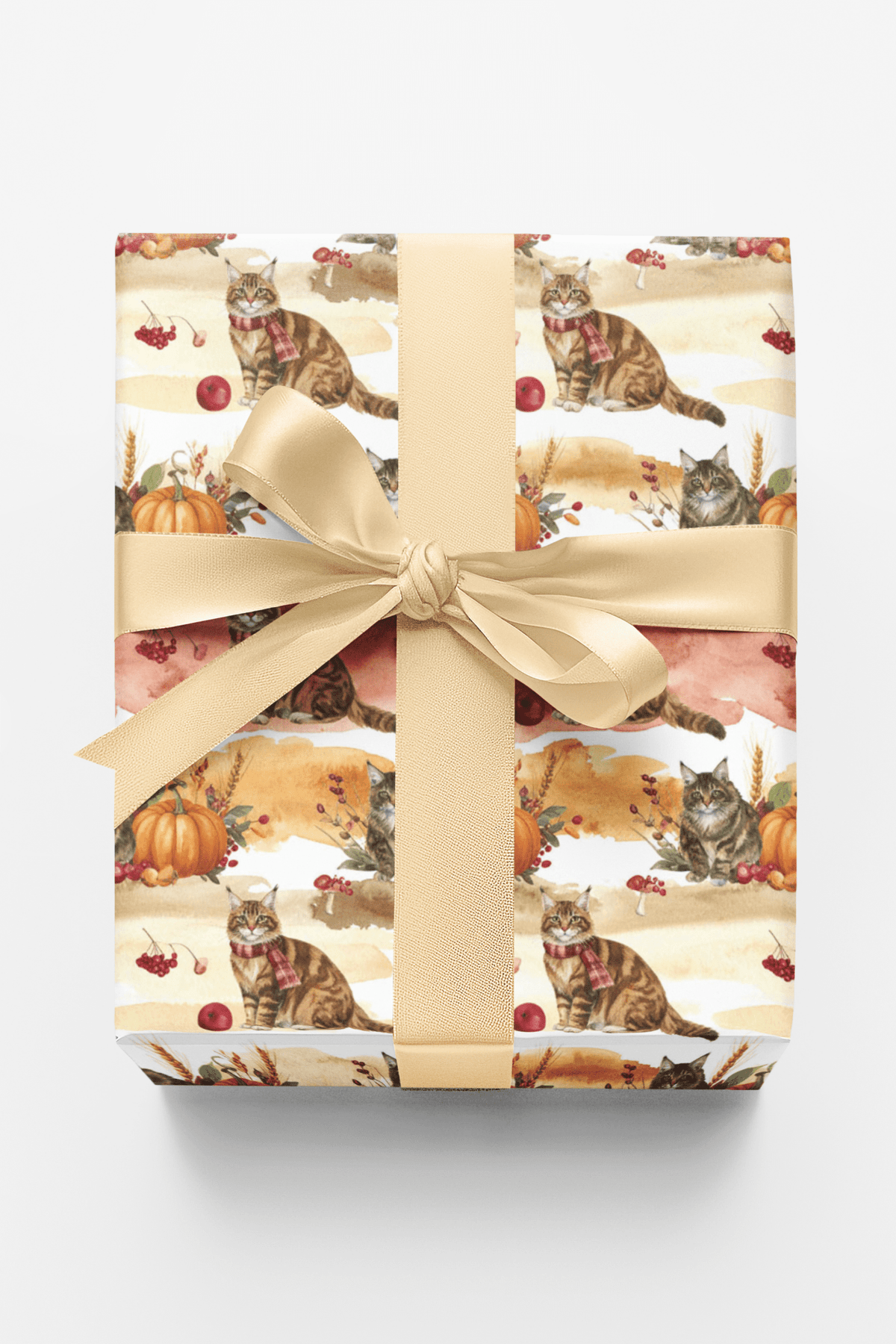 Autumn Harvest Cats (Maine Coon) Wrapping Paper - London Penny Gift Wrap