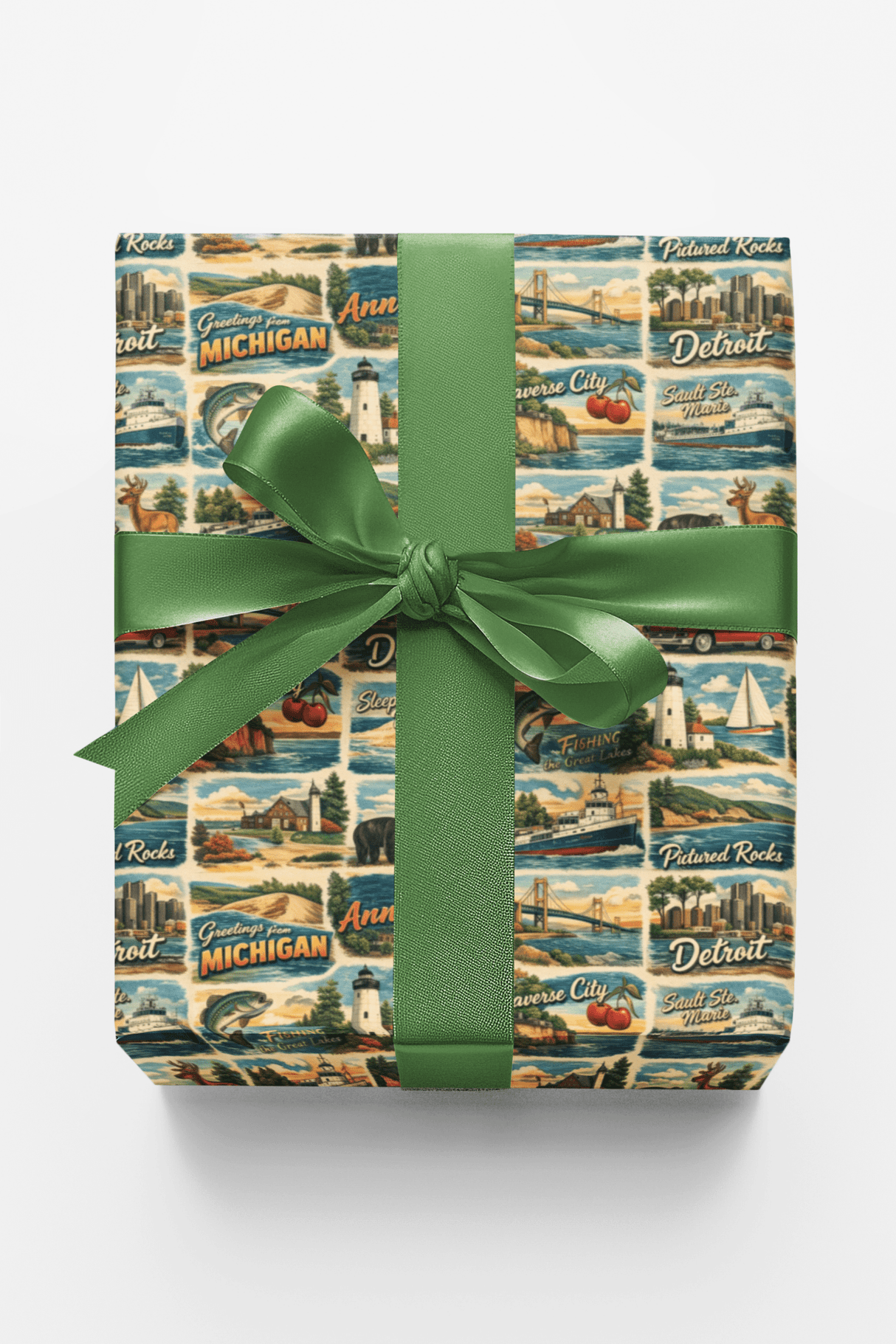 Michigan Postcard Memories - London Penny Gift Wrap