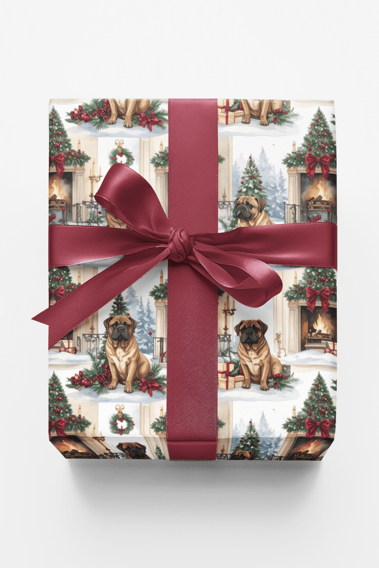 English Mastiff Christmas Manor Wrapping Paper - London Penny Gift Wrap