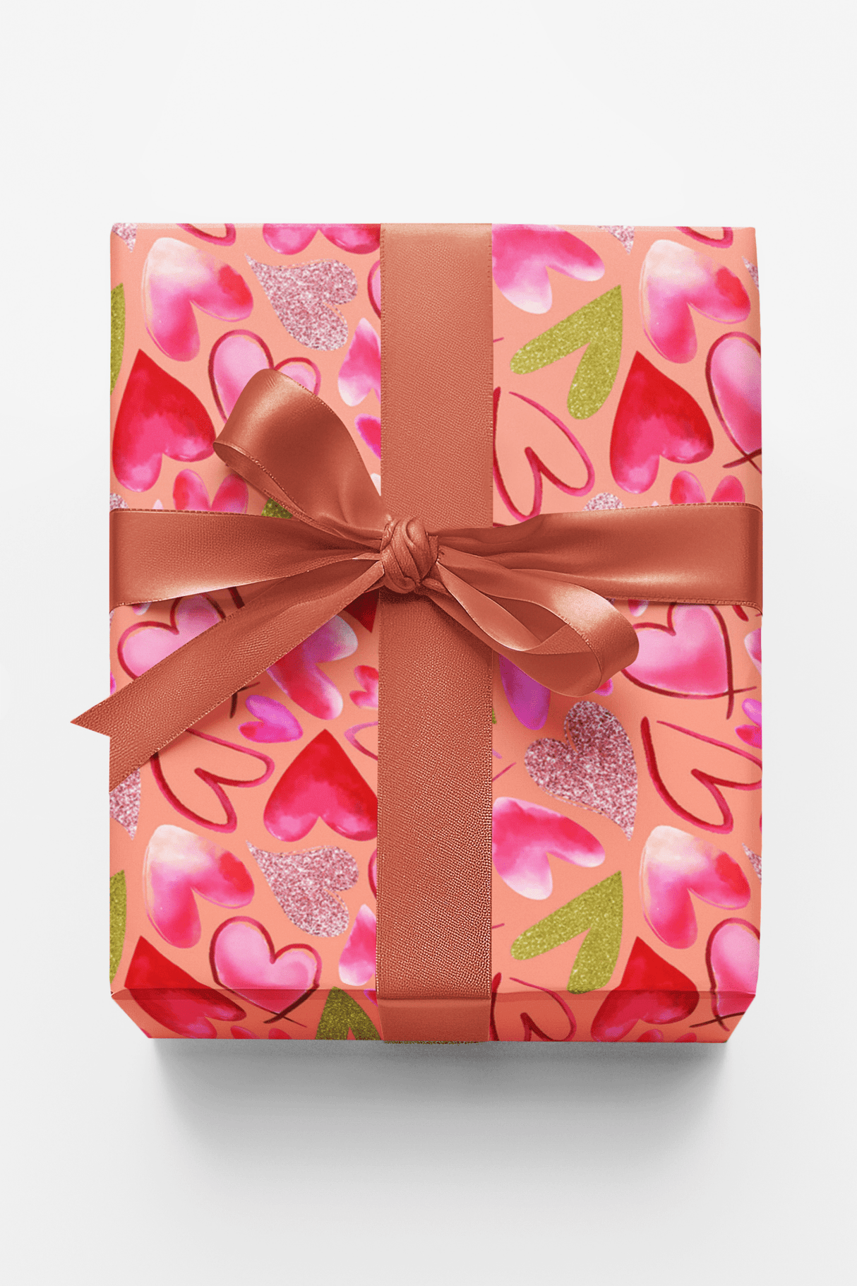 Mixed Hearts Light Salmon - London Penny Gift Wrap