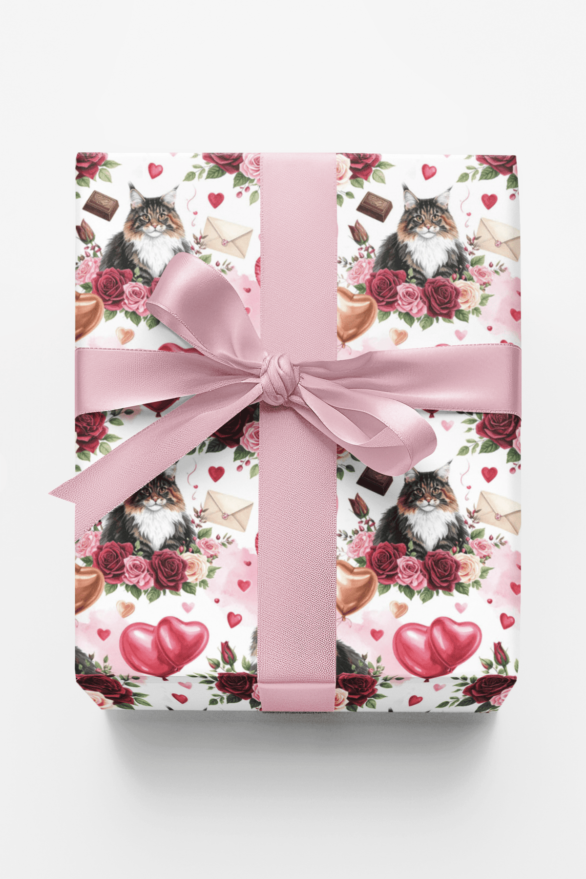 Valentine's Romance (Maine Coon) Wrapping Paper - London Penny Gift Wrap