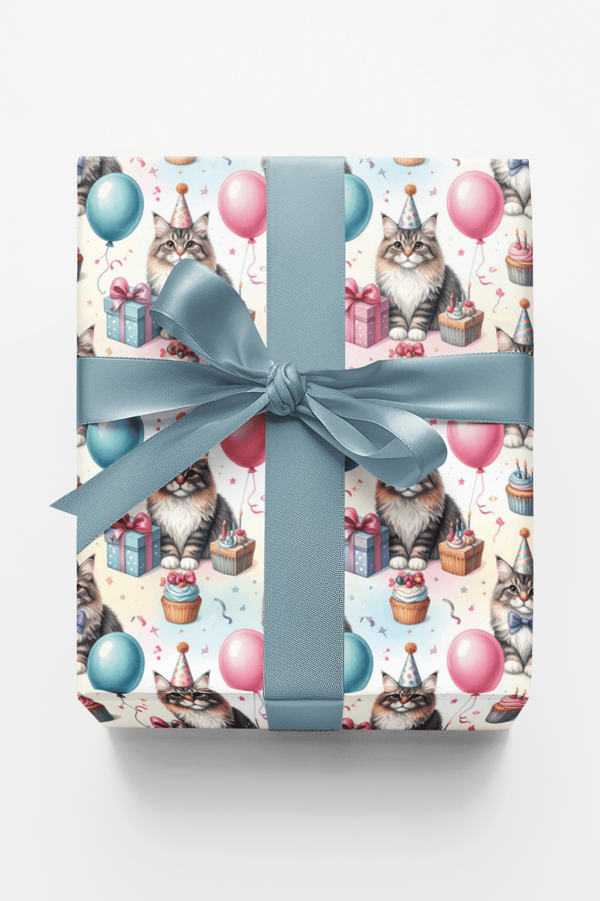 Birthday Party Cats (Maine Coon) Wrapping Paper - London Penny Gift Wrap