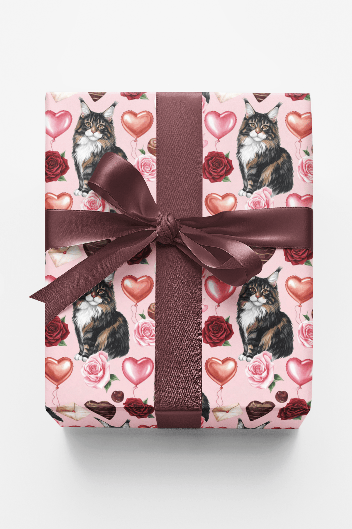 Hearts Day (Maine Coon) Wrapping Paper - London Penny Gift Wrap