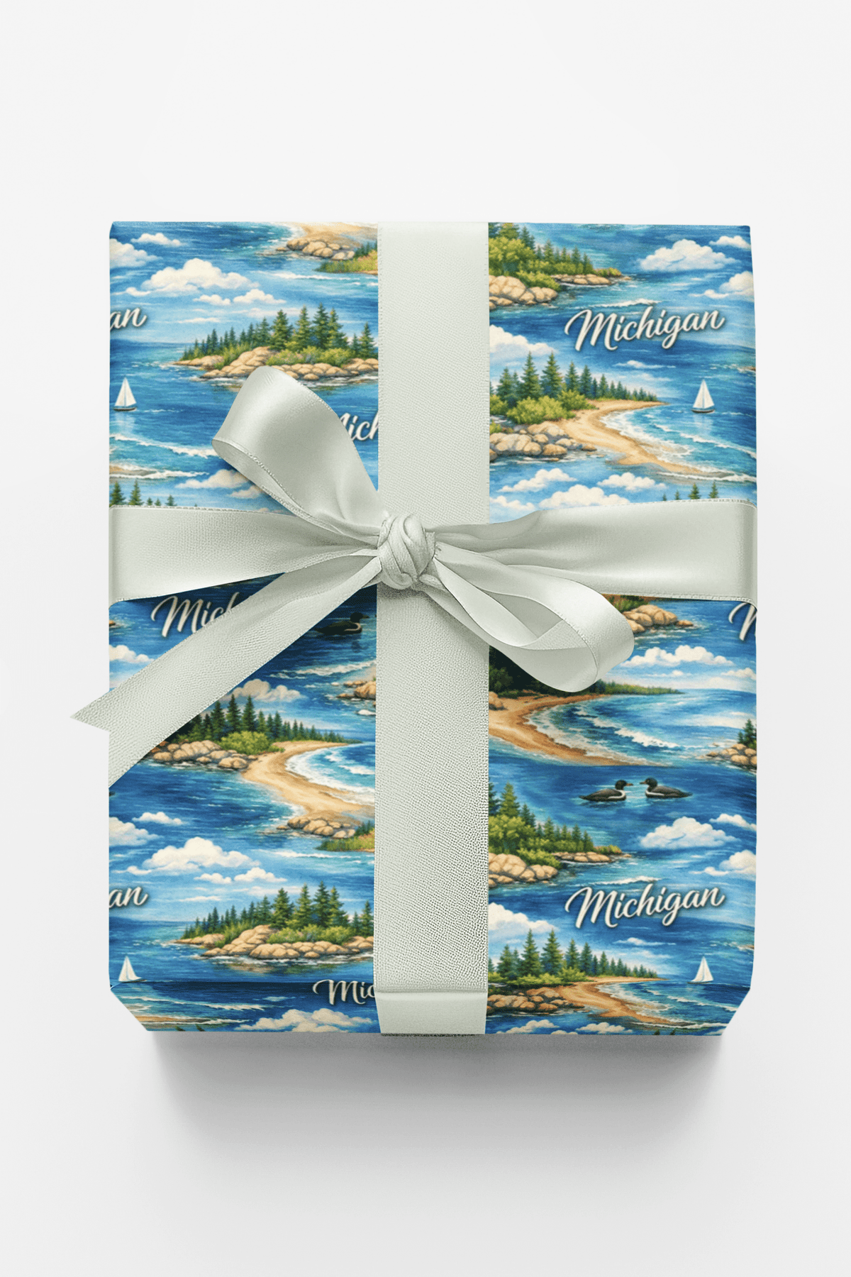 Michigan Great Lakes Calm Icons - London Penny Gift Wrap