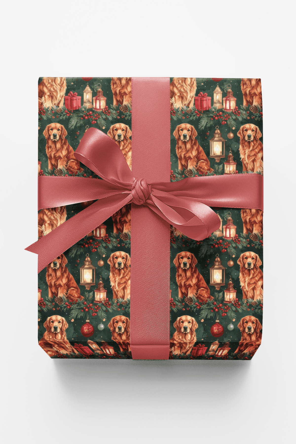 Cozy Fireplace Christmas Goldens Wrapping Paper - London Penny Gift Wrap