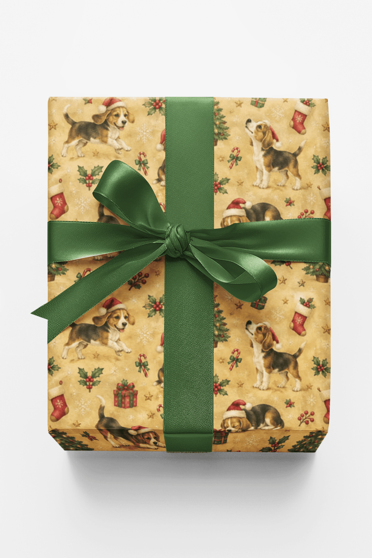 Beagles in Santa Hats Wrapping Paper - London Penny Gift Wrap