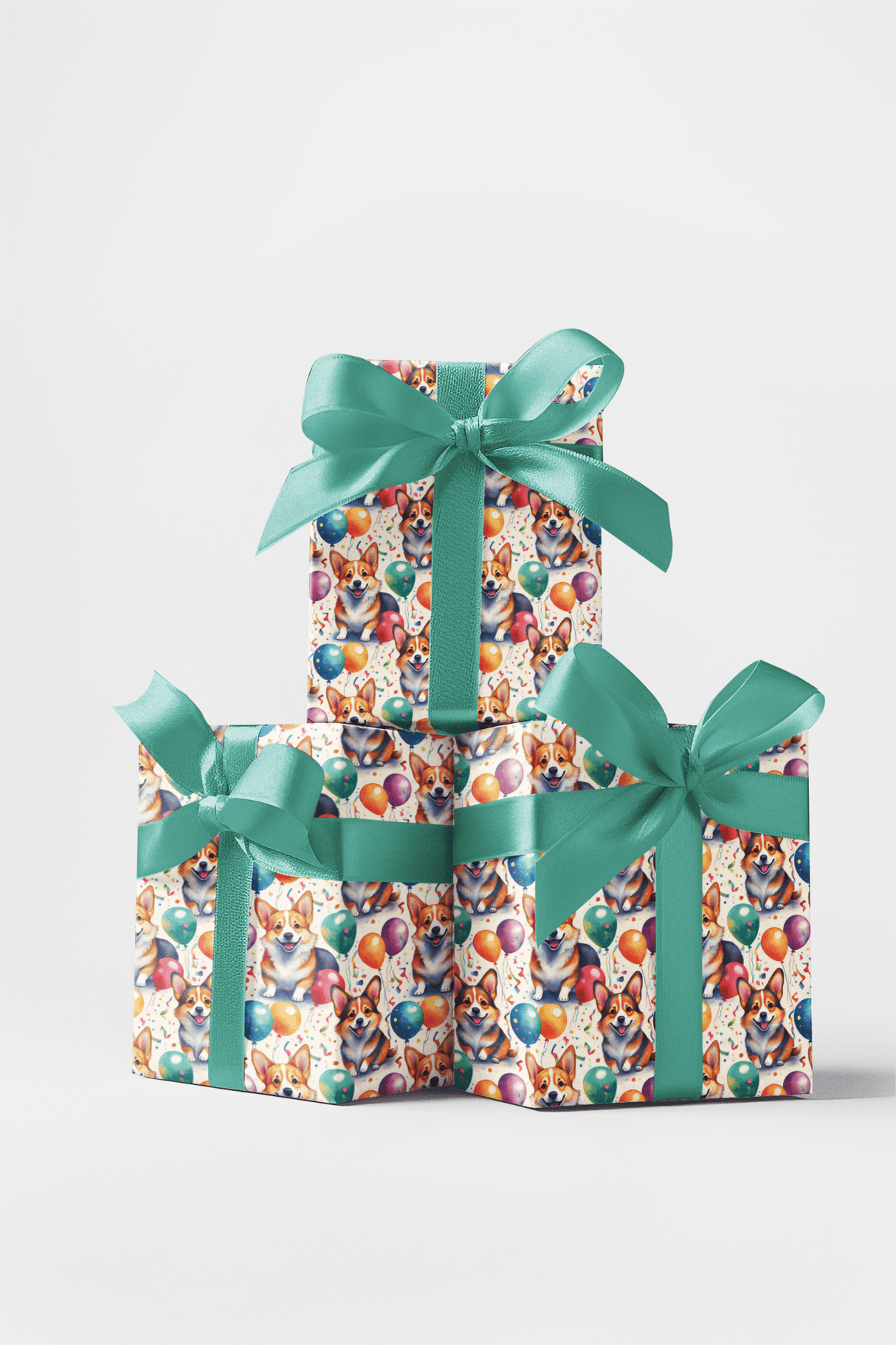 Corgi Birthday Balloons - London Penny Gift Wrap
