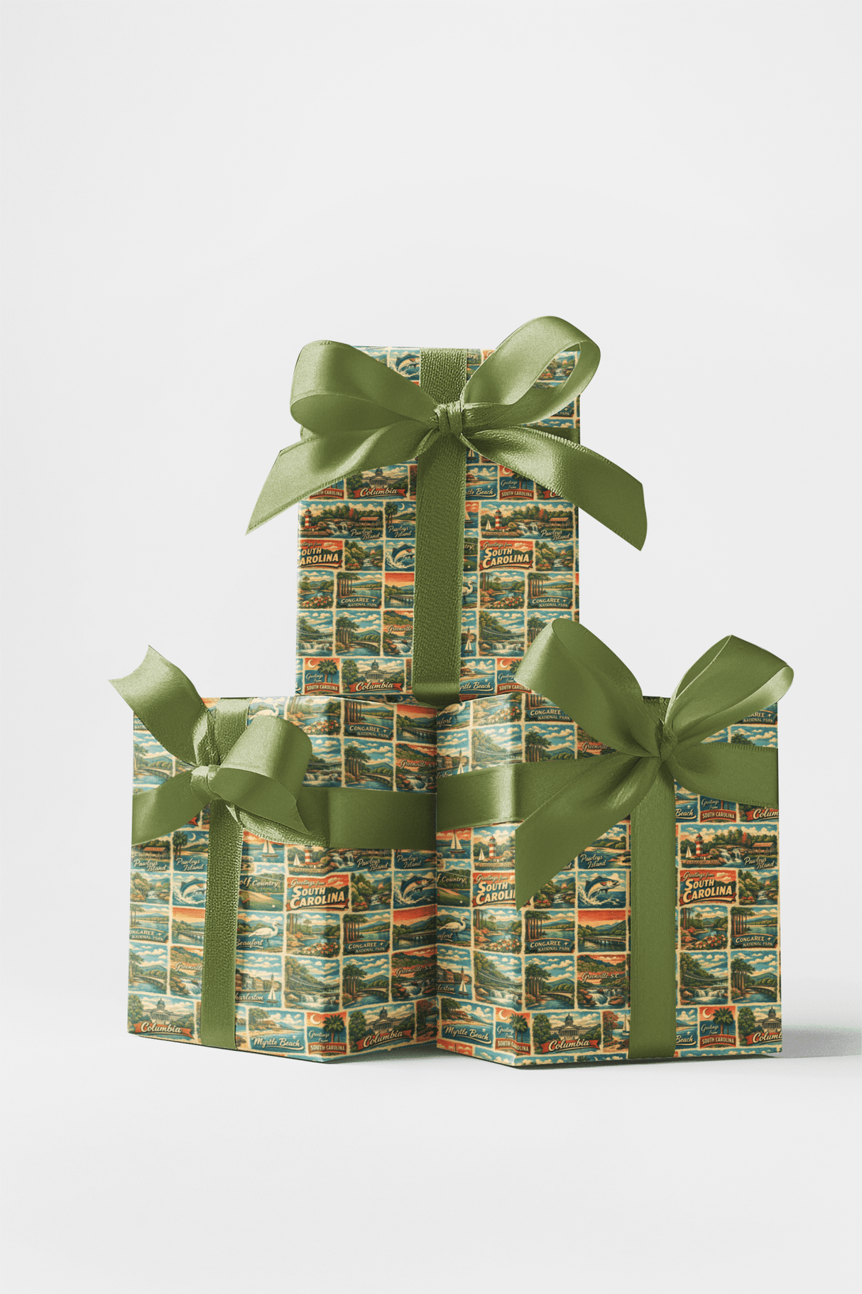 South Carolina Postcard Memories - London Penny Gift Wrap