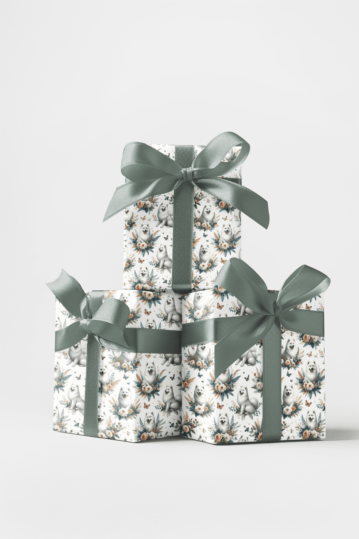 Luxury Botanical Samoyeds Wrapping Paper - London Penny Gift Wrap