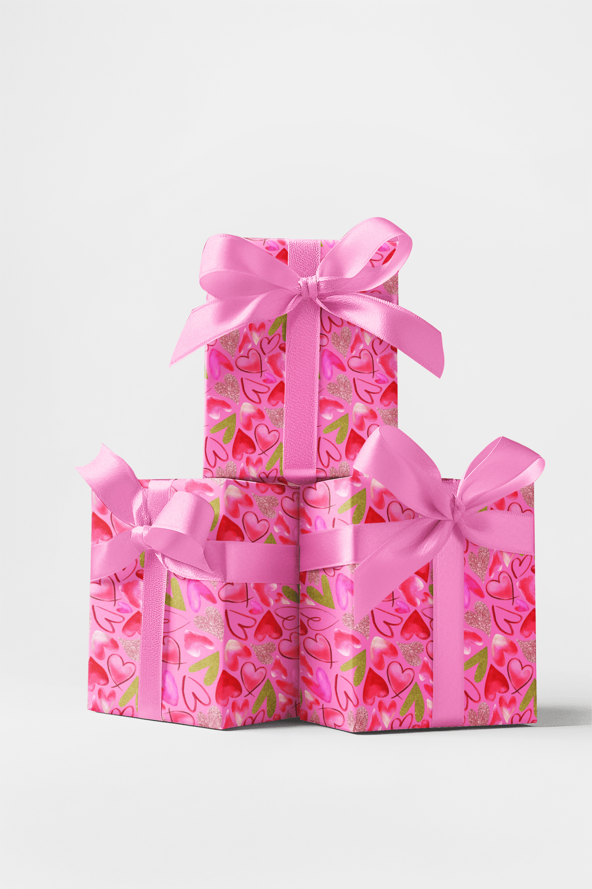 Mixed Hearts Pink - London Penny Gift Wrap