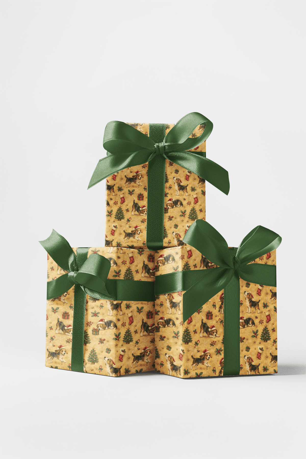 Beagles in Santa Hats Wrapping Paper - London Penny Gift Wrap