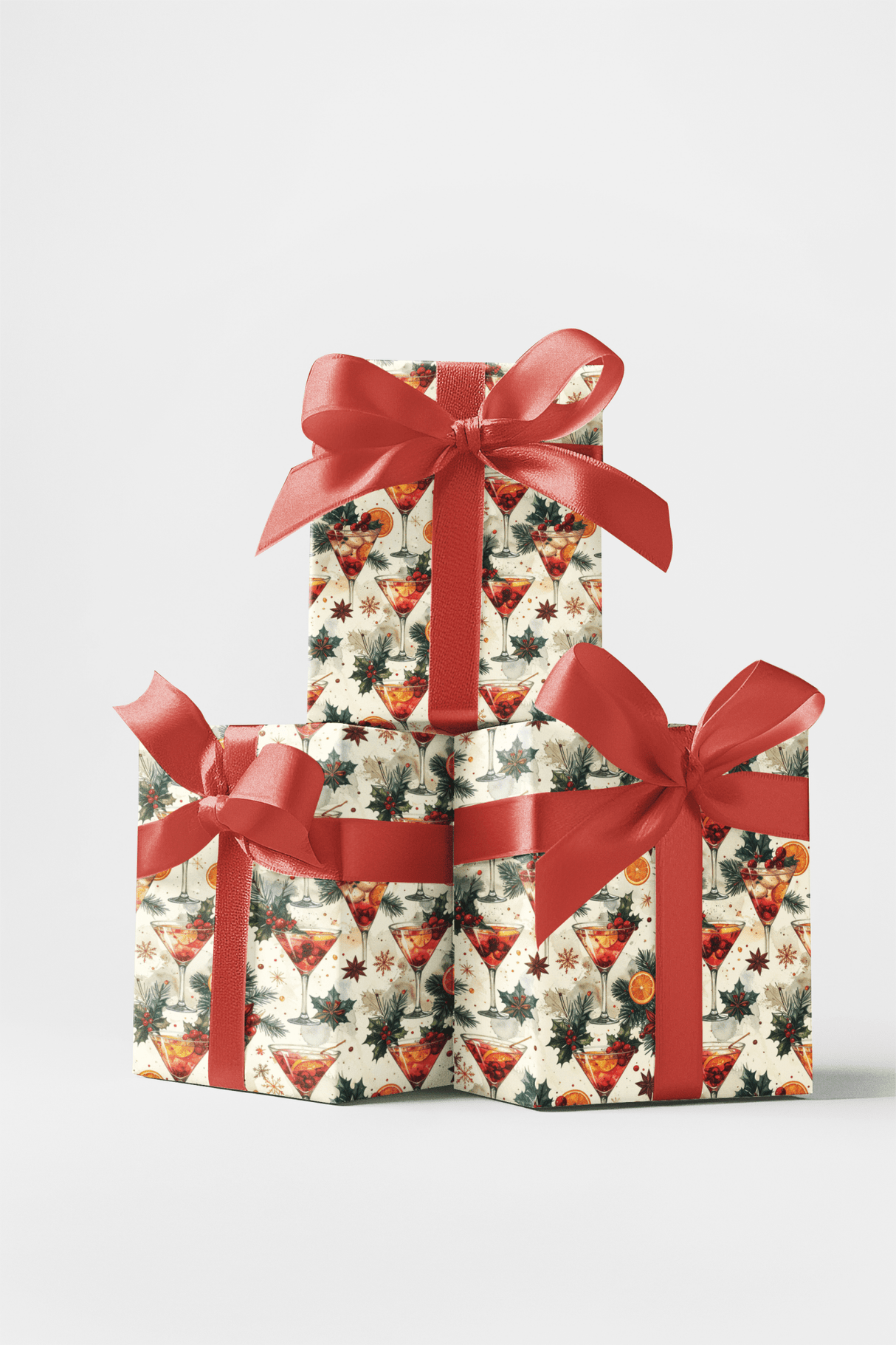 LIMITED TIME | Vintage Cocktail Christmas Wrapping Paper - London Penny Gift Wrap