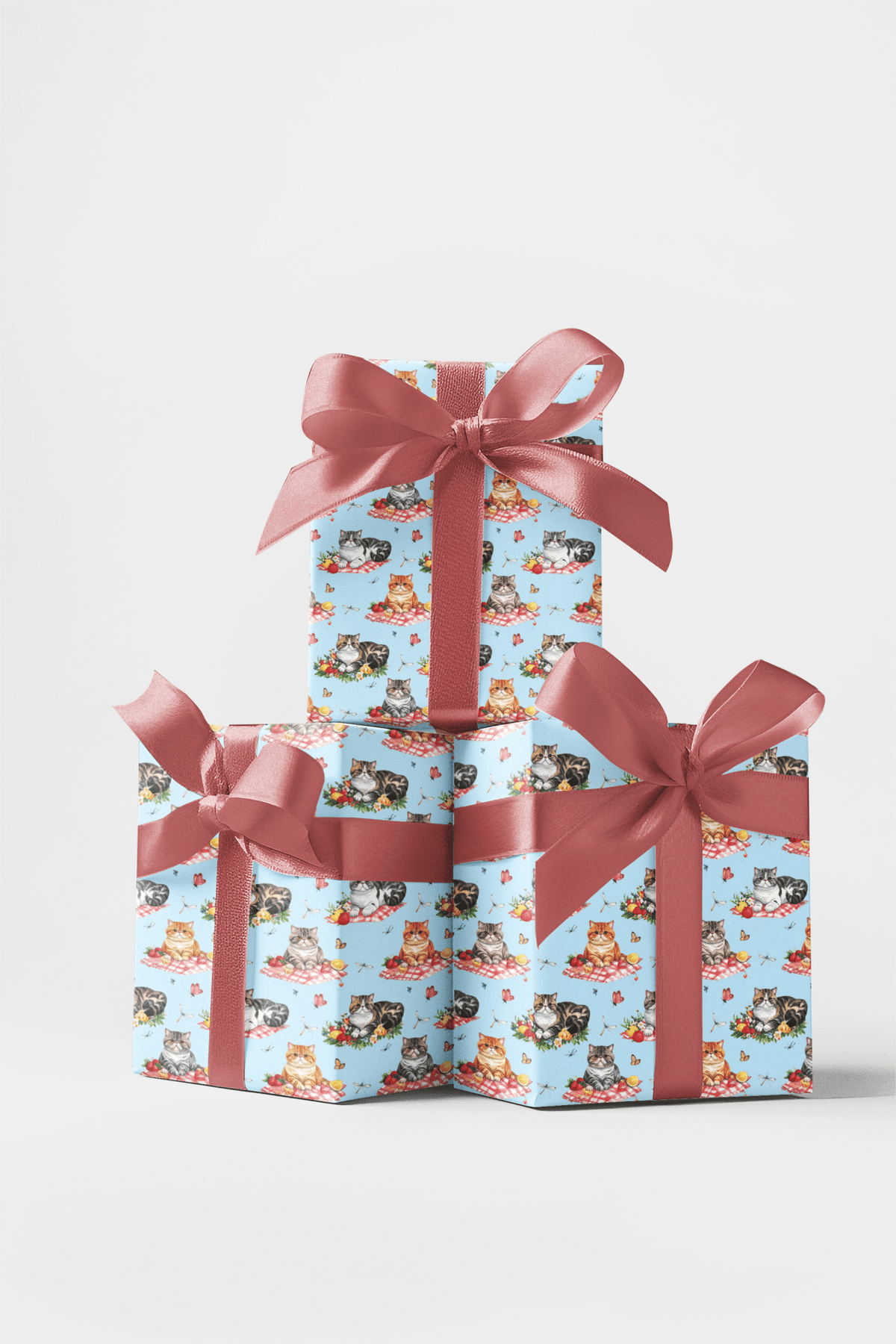 Summer Picnic Cats (Exotic Shorthair) Wrapping Paper - London Penny Gift Wrap