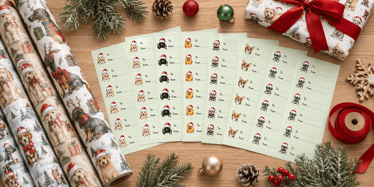 Christmas Gift Tag Sticker Sheet - London Penny Gift Wrap