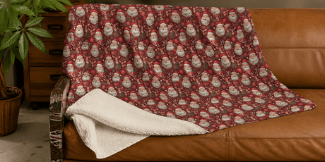 Holiday Design Sherpa Blankets - London Penny Gift Wrap