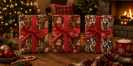 Santa Scenes Wrapping Paper - London Penny Gift Wrap