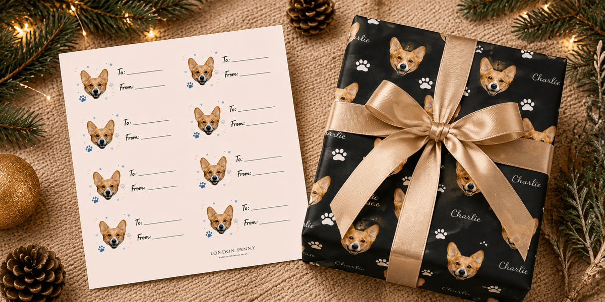 Personalized Gift Tag Sticker Sheet - London Penny Gift Wrap