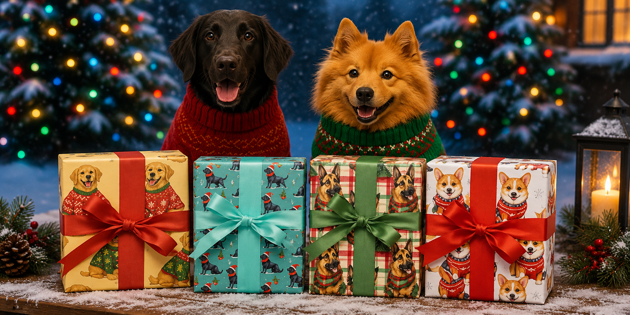 Dog Christmas Wrapping Paper - London Penny Gift Wrap
