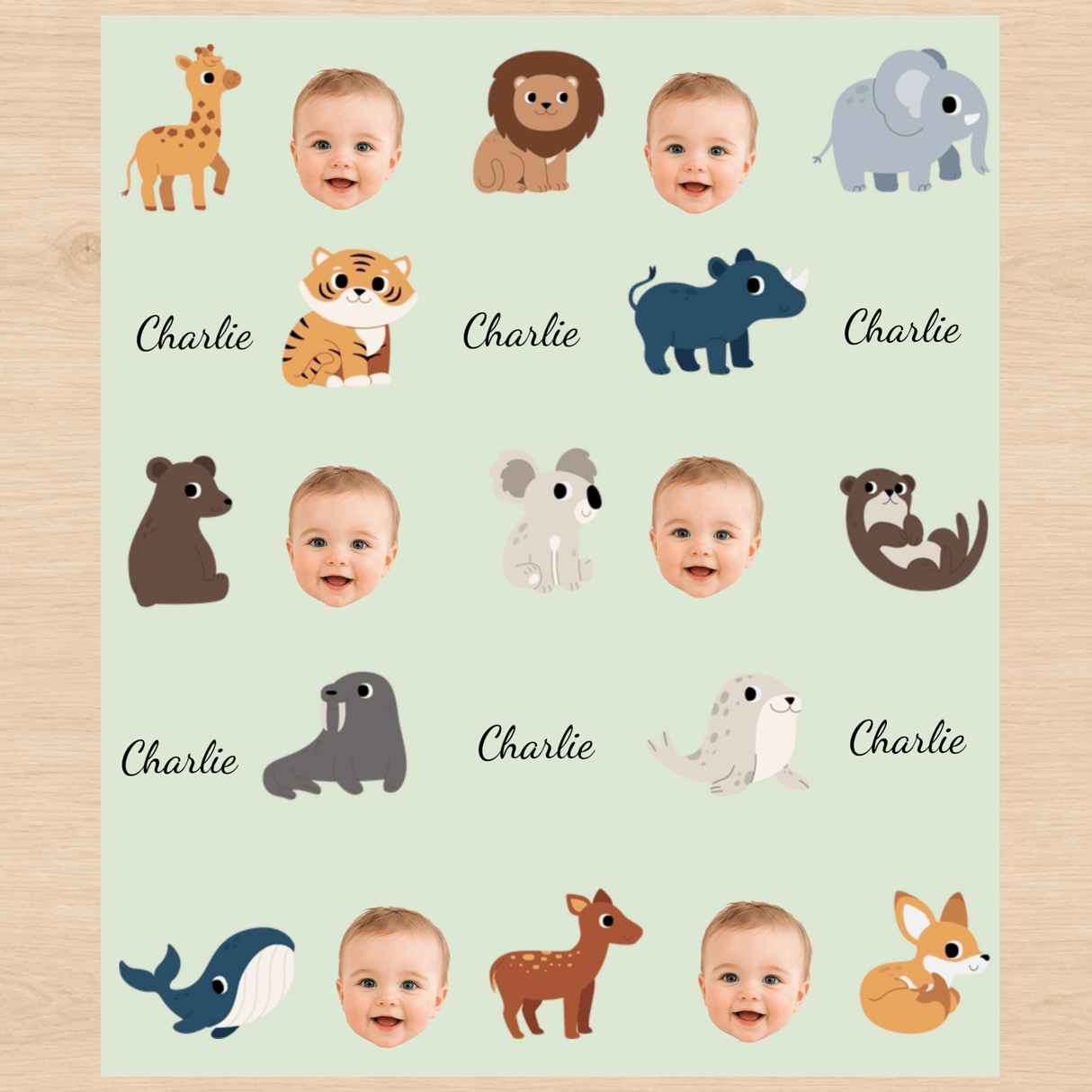 Personalized Zoo Animals 6FT Wrapping Paper | Custom Gift Wrap - London Penny Gift Wrap