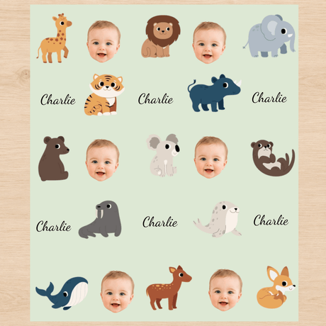 Personalized Zoo Animals 6FT Wrapping Paper | Custom Gift Wrap - London Penny Gift Wrap