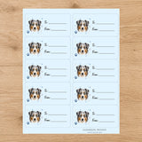 Australian Shepherd  Pawprint Wishes Gift Tag Sticker Sheet