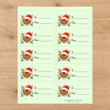 Abyssinian Santa Paws Gift Tag Sticker Sheet - London Penny Gift Wrap