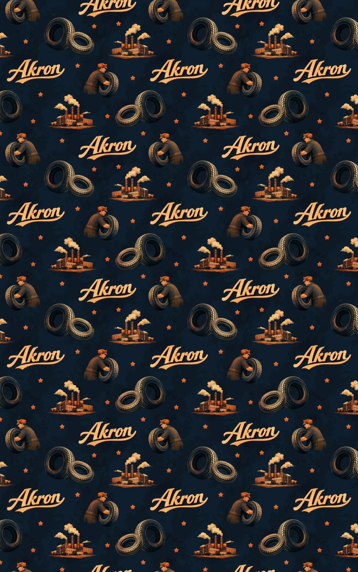 Akron Tire Town Twilight - London Penny Gift Wrap