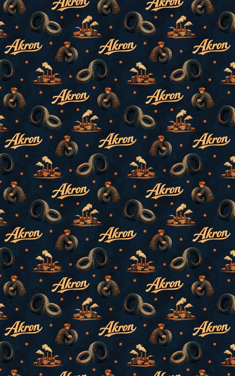 Akron Tire Town Twilight - London Penny Gift Wrap