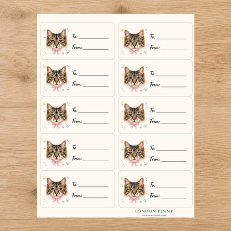 American Bobtail Purrfectly Yours Gift Tag Sticker Sheet - London Penny Gift Wrap
