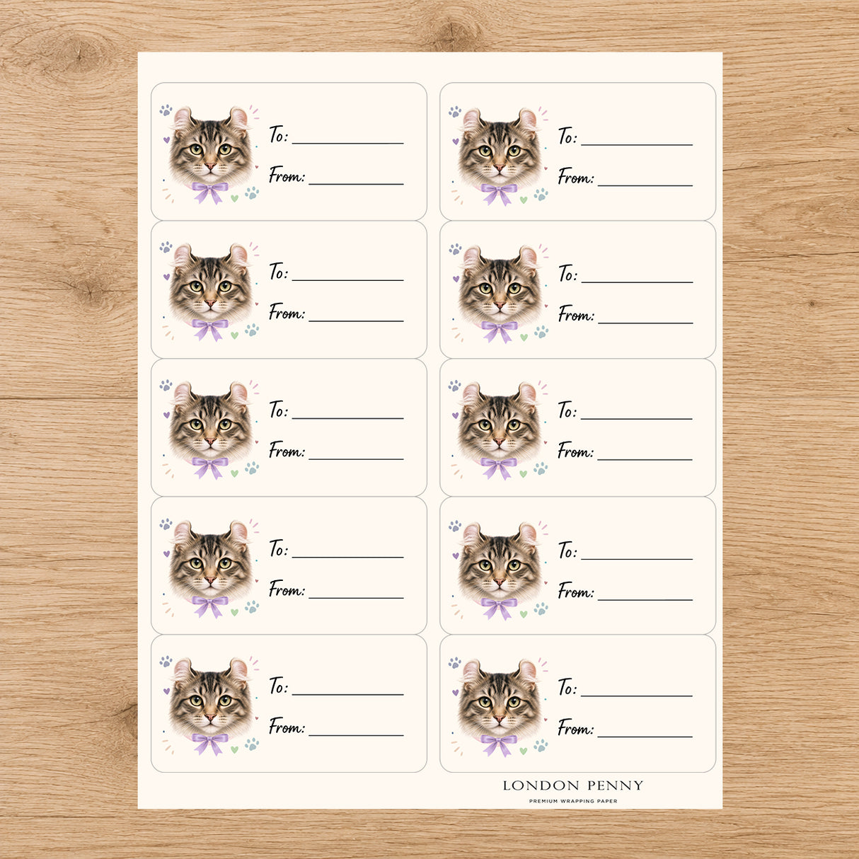American Shorthair Purrfectly Yours Gift Tag Sticker Sheet