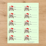 American Wirehair Santa Paws Gift Tag Sticker Sheet - London Penny Gift Wrap