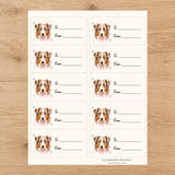 Australian Shepherd Paws & Bows Gift Tag Sticker Sheet